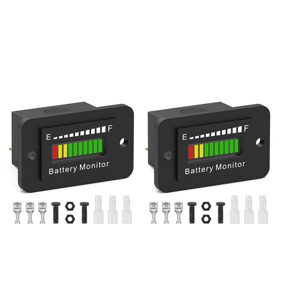 NEW 2X 12V 24V 36V 48V 60V 72V LED Battery Monitor Gauge Fuel Indicator Lithium Ion Tester