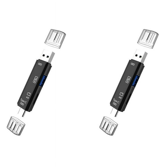 NEW 2X 5 In 1 USB 2.0 Type C/USB /Micro-USB/TF/SD Memory Card Reader OTG Adapter Mobile ,Black