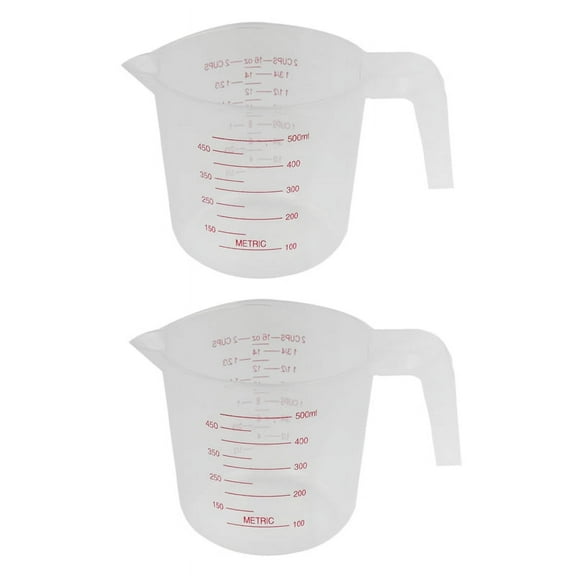 NEW 2X 500Ml Home Lab Measuring Jug Pitcher Plastic Handle pour Spout Container