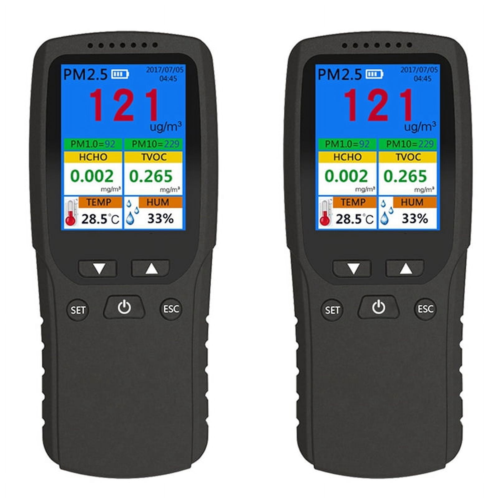 2X 9 in 1 Air Quality Monitor Indoor Outdoor PM2.5, PM1.0, PM10, HCHO, Detector Tester Temperature and Humidity Sensor
