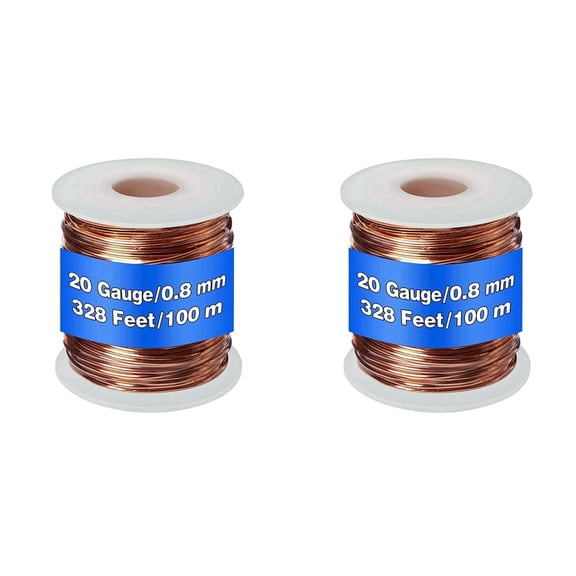 2X 99.9% Dead Soft Copper Wire, 20 Gauge/ 0.8 mm Diameter, 328 Feet/ 100 M, 1 Pound Spool Pure Copper Wire