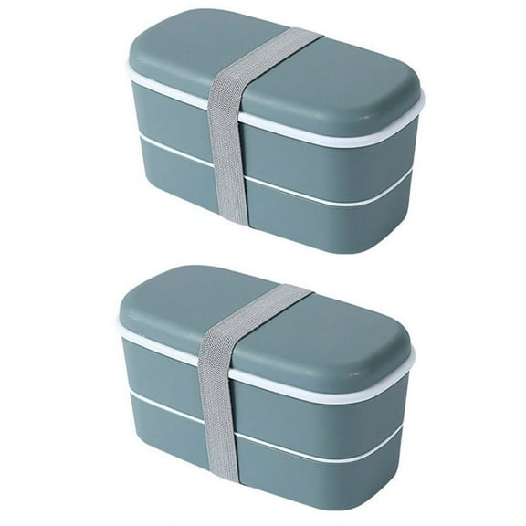 NEW 2X Microwavable 2 Layer Lunch Box with Compartments Leakproof Bento Insulated Food Container Green