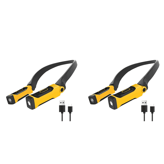 NEW 2X Rechargeable USB Reading Lamp Neck Book Light, 2 Brightness Levels, Bendable Arms for Reading, Camping, Repairing