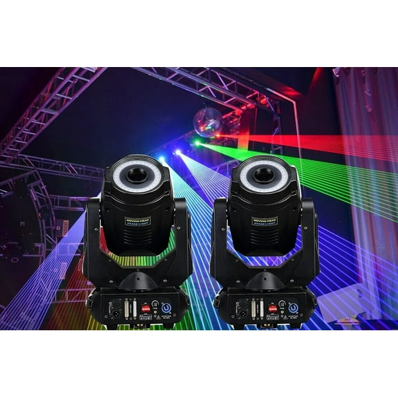 NEW 2pcs/lot 2W Laser Moving Head Light RGB LED Ring Circle Flight Case Packing