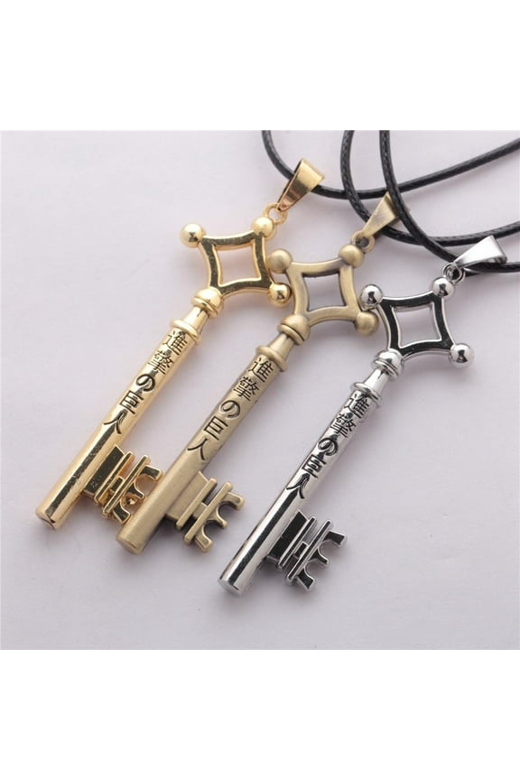 NEW 3 Colors Anime Attack On Titan Key Shape Eren Metal Pendant Necklace Shingeki No Kyojin Cosplay Jewelry Props Accessories