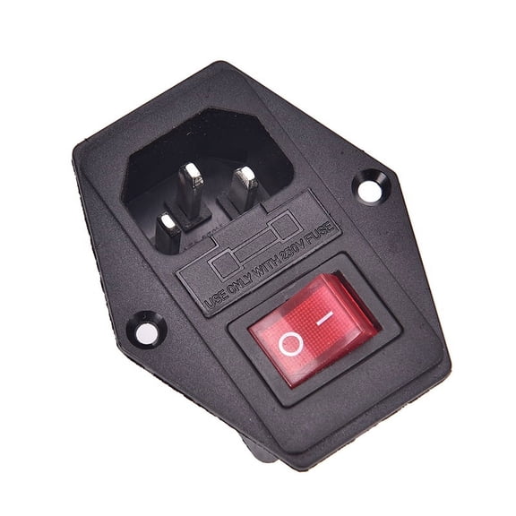 NEW 3 Pin AC Inlet Male Plug Power Socket With Fuse Switch 10A 250V 3Pin