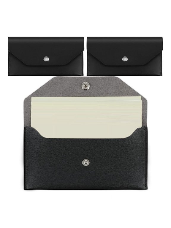 3Pcs PU Leather Cash Envelopes, Waterproof Money Envelopes Reusable Wallet Bags Budget Envelopes,Black