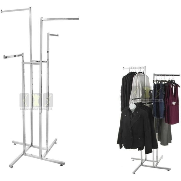 NEW 4 WAY STRAIGHT ARM CLOTHES RAIL HEAVY DUTY SHOP DISPLAY GARMENT RACK by Complete Retail Solution Ltd
