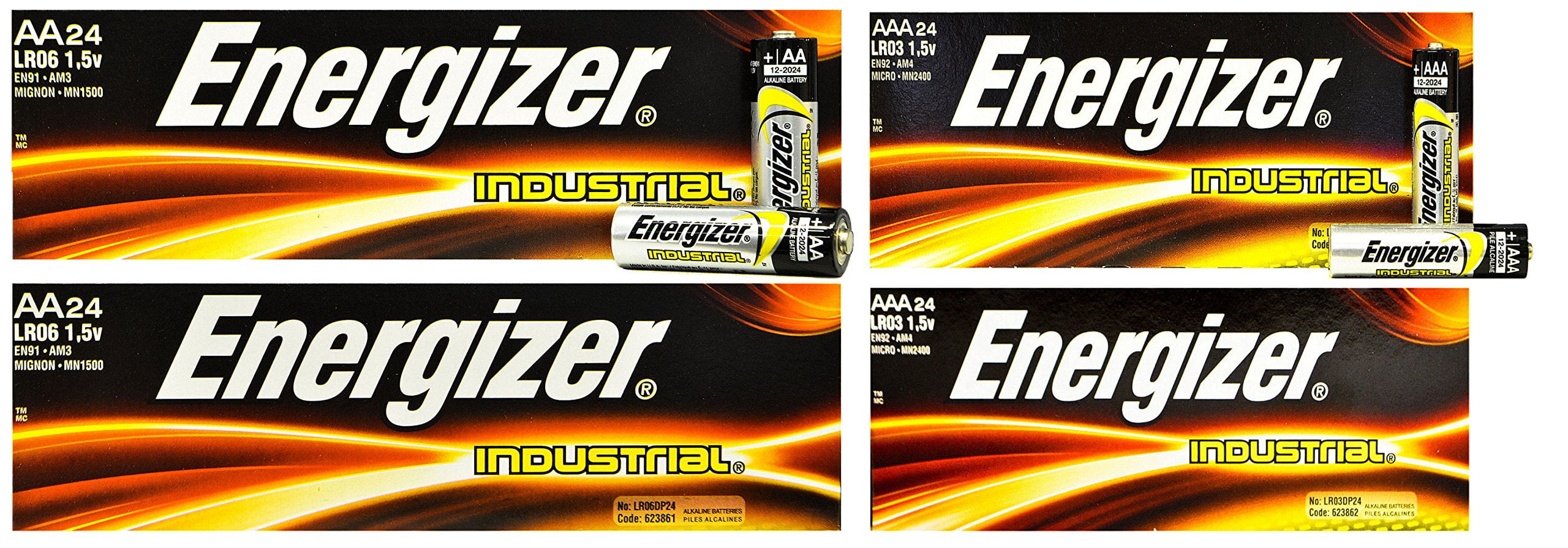 NEW 48x AA + 48x AAA Energizer Industrial EN91 & EN92 Alkaline Batteries