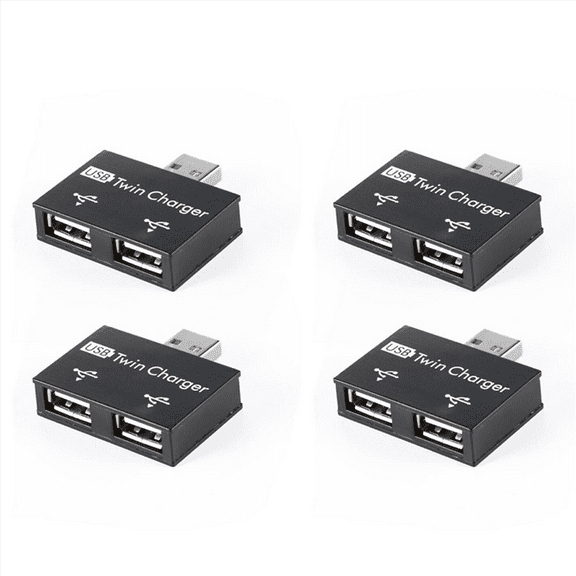 NEW 4X USB 2.0 Male to Twin Female Charger Dual 2 Port DC 5V Charging Splitter Hub Adapter Converter Connector