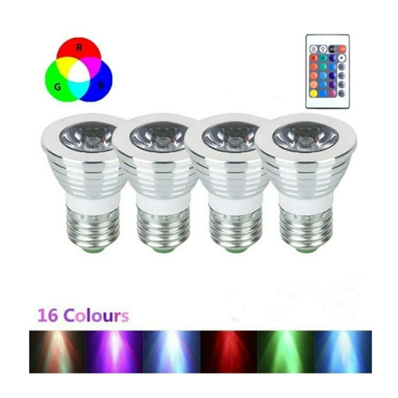 4pcs E27 Bulbs and 1remote Control with Memory Function 17colors Changeable Spot Ligh 4dynamic Lighting Modes Spotlight New