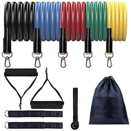 NEW 5 RESISTANCE BANDS SET for YOGA ABS GYM WORKOUT + Ankle Straps & Door Anchor