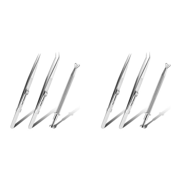 6 Pack Diamond Tweezers Jewelers Holder Pick Up Tool Stainless Steel Claw Gems Tweezer