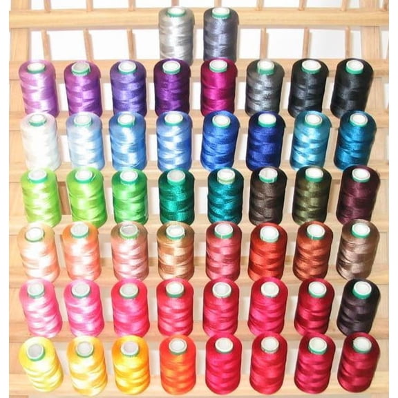 NEW 60 LARGE RAYON MACHINE EMBROIDERY THREAD + RACK FOR BROTHER JANOME SINGER