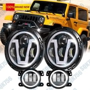NEW 7" LED Headlights + 4" LED Fog Light Set For Jeep Wrangler JK JKU 2007-2018