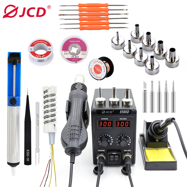 NEW 750W 8586D Soldering Station 2 IN 1 Hot Air Gun LCD Dual Digital Display  Soldering Iron SMD Welding Rework Station 2024