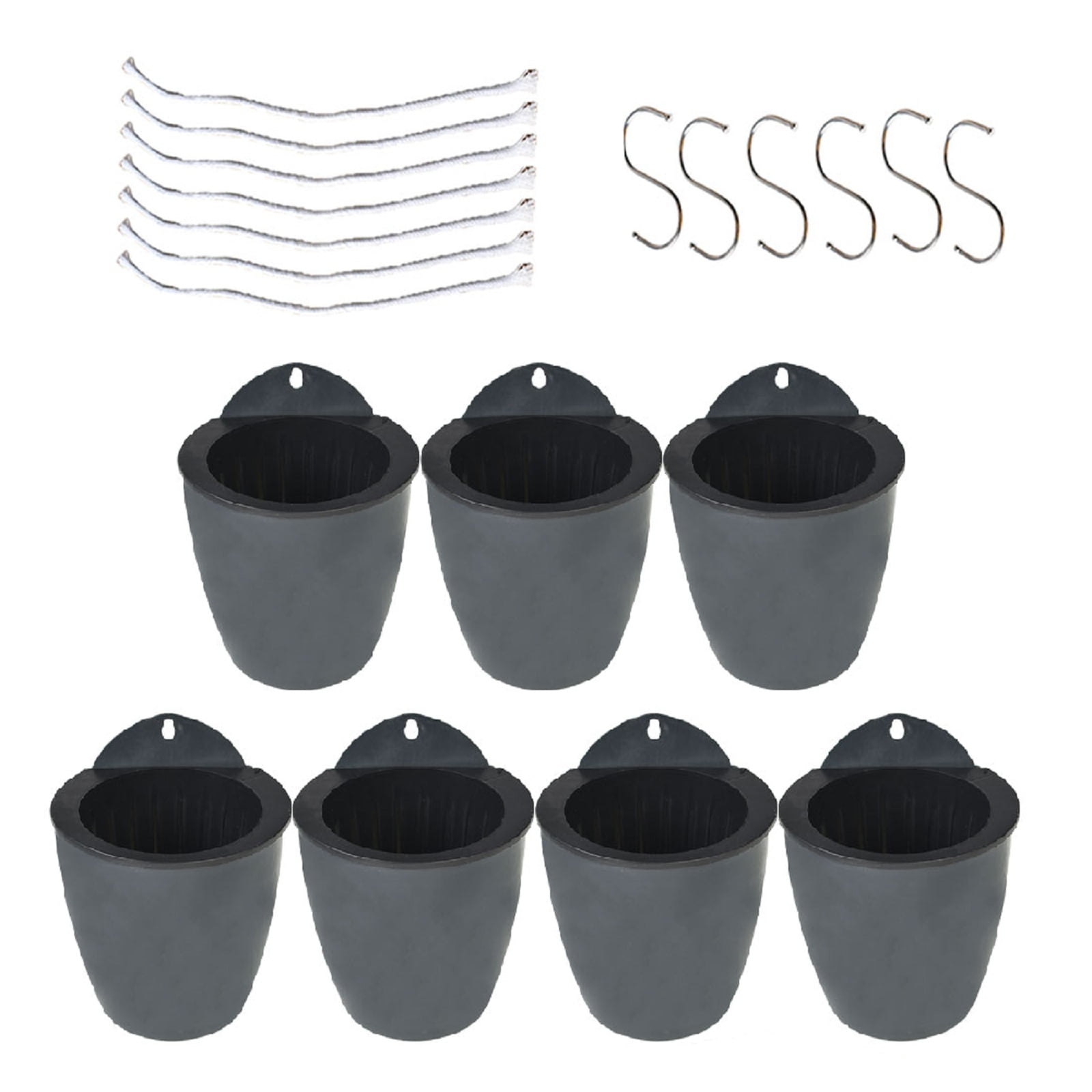 NEW 7Pack Self-watering Plant Flower Pot Wall Hanging Plastic Planters w/ Hooks