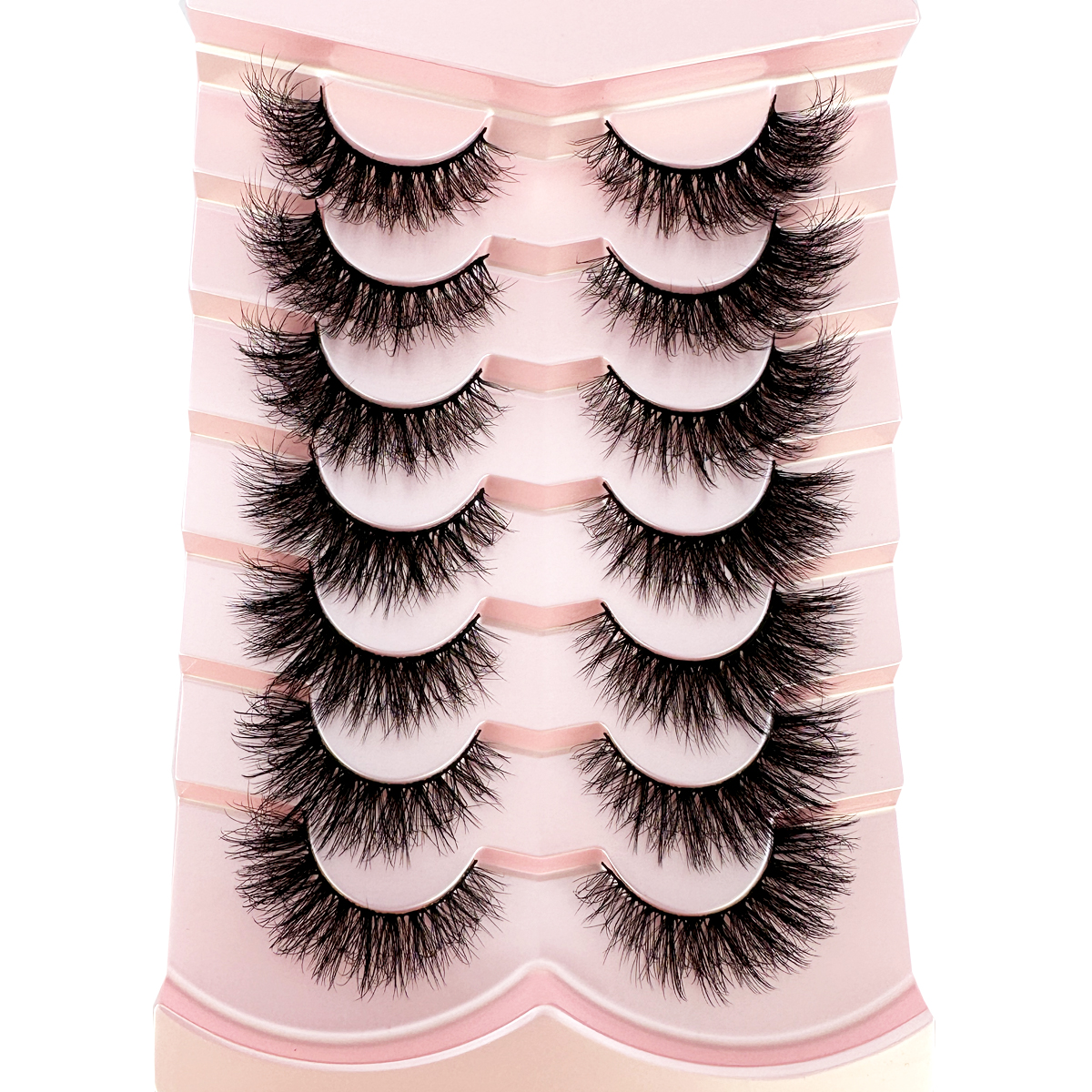 NEW 7pairs Classic 3D Volume Lashes Cat Eye Faux Mink Lash Natural Wispy Russian Strip Lashes Makeup Dramatic False Eyelashes