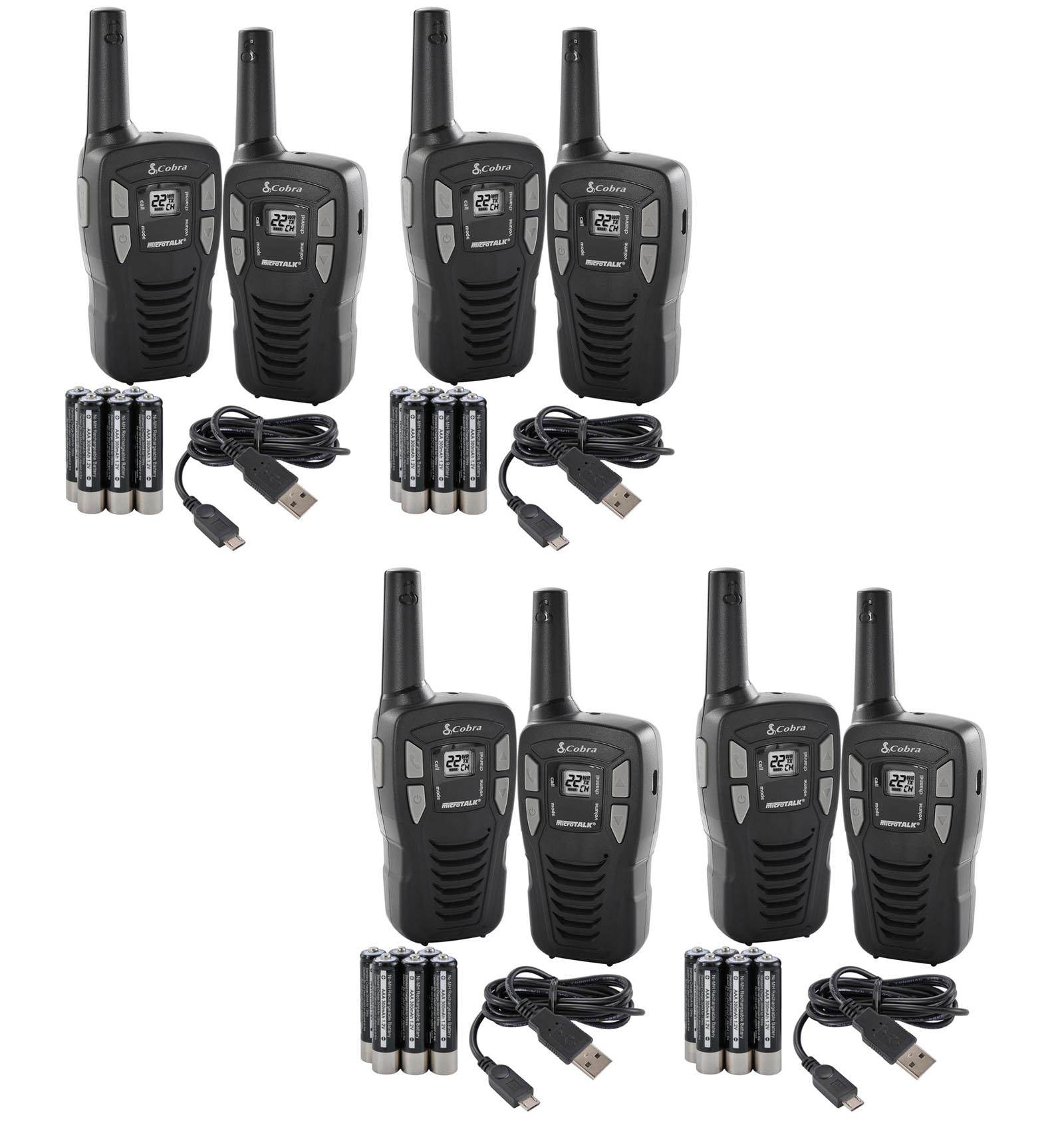 NEW! (8) COBRA CXT145 MicroTalk 16 Mile 22 Channel Walkie Talkie 2-Way  Radios!