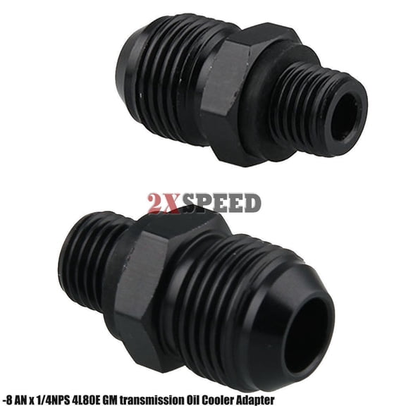 NEW -8 AN x 1/4NPS 4L80E GM transmission Oil Cooler Adapter Fittings 1997 - 2007 NEW -8 AN x 1/4NPS 4L80E GM transmission Oil Cooler Adapter Fittings 1997 - 2007
