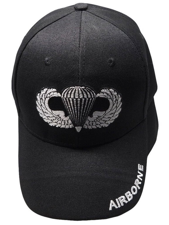 NEW AIRBORNE HAT BLACK COLOR CAP PARATROOPER WINGS OFFICIALLY LICENSED