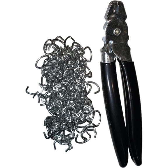 NEW ANGLE HOG RING PLIERS + 2 pounds of 1/2" Galvanized Hog Rings HEAVY DUTY