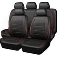 thumbnail image 1 of CAR PASS Universal FIT Piping Leather Car Seat Cover, for suvs,Van,Trucks,Airbag Compatible,Inside Zipper Design and Reserved Opening Holes (Full Set, Black and Red), 1 of 7