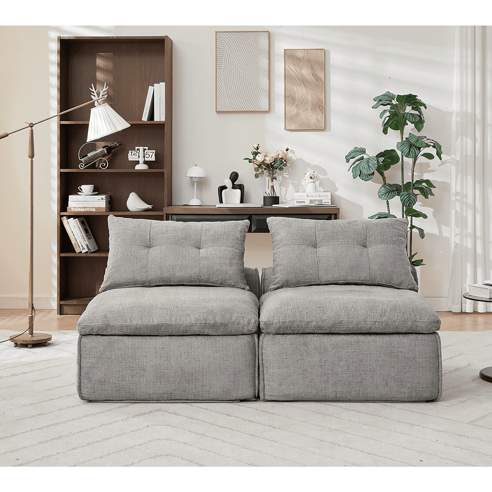 [NEW ARRIVAL] Modular Sofa, No Armrests, DIY Design, Soft Corduroy ...