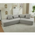 thumbnail image 1 of [Modern Minimalist Boucle Teddy Fabric 128" Four-Seater Modular Sofa], 1 of 21