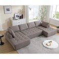 thumbnail image 1 of [Modern U-shaped Sofa 138.5" with Breathable Mesh Fabric and 6-seat Capacity], 1 of 16