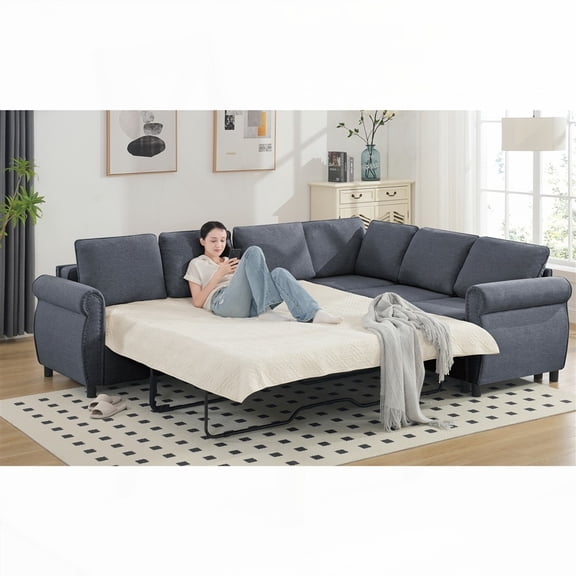 Modern Minimalist Polyester 3-Seater Sofa 104'' Sturdy & Comfortable