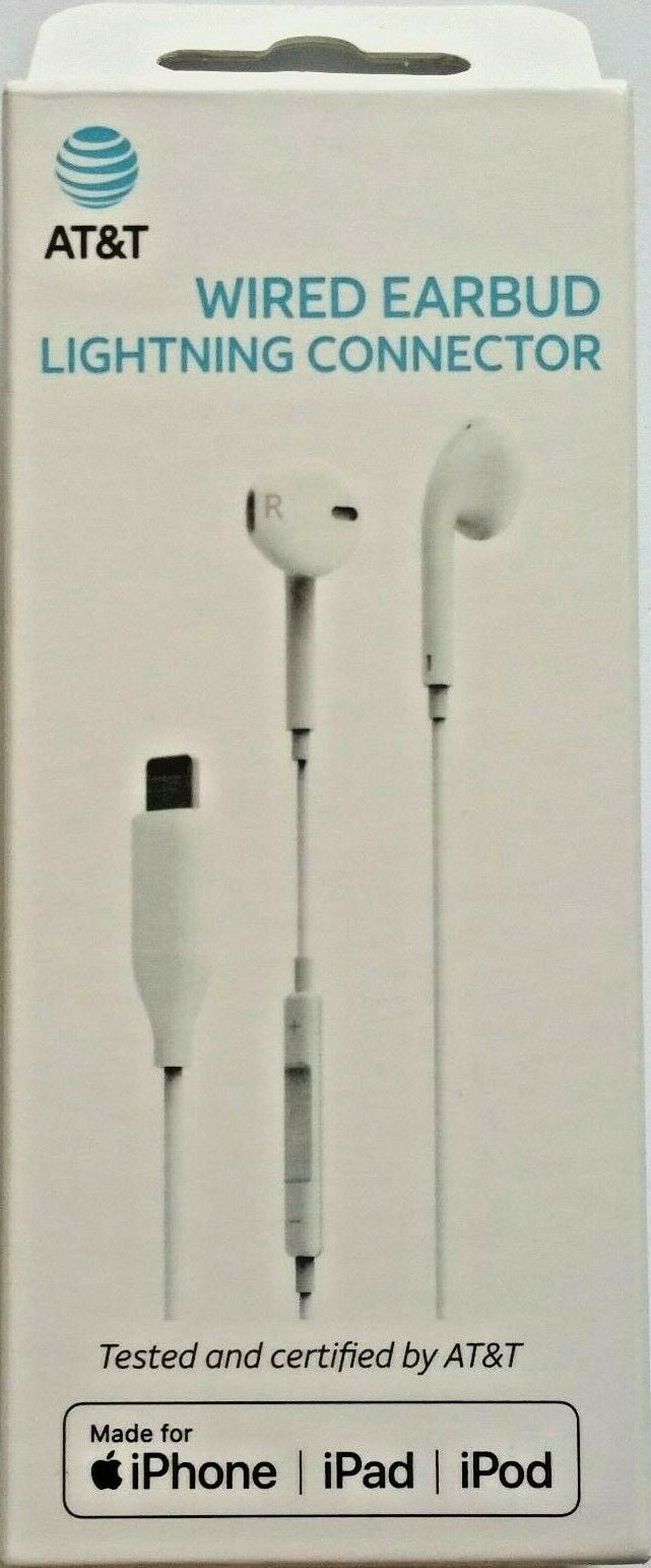 NEW AT T Certified 47in Wired Earbud Lightning Connector for Iphone Ipad Ipod