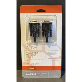 ~NEW~ATIVA VGA/SVGA Monitor Cable 6ft HDB15 MALE Plugs High Resolution