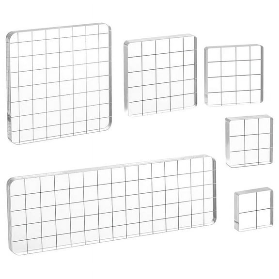 TOP! Acrylic Stamp Block, Transparent Ink Pad with Grid Line Decoration Stamping Platform Tool Set for Card Making