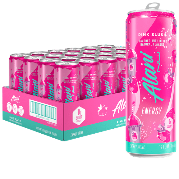 Alani Nu Sugar Free Energy Drink, Pink Slush, 12 fl oz, 24 Pack, Cans, 200mg Caffeine