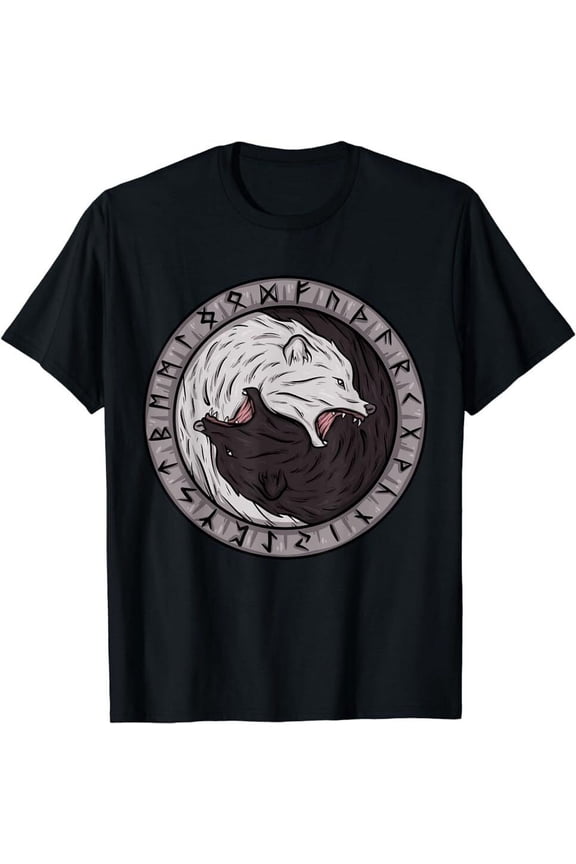 NEW All Viking Norway Norwegian Scandinavian Yin Yang Wolf TShirt Size S-5XL