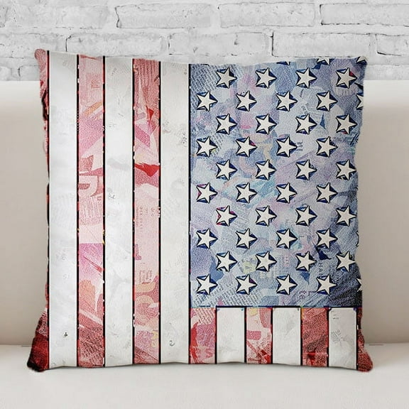 NEW!! American Flag Throw Pillow. No Zipper. Prefilled. Made in the USA.