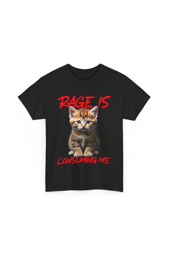 NEW Angry Kitten T-shirt, Rage Is Consuming Me Cats Owner Kitty Funny T-shirt