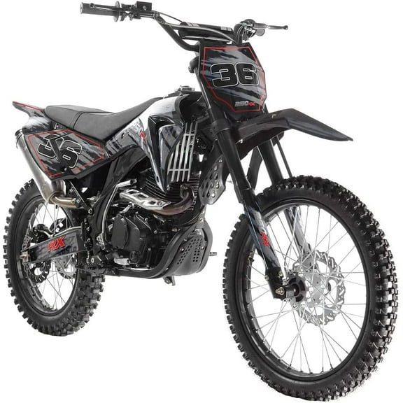 NEW Apollo AGB 36 Adults Youth 250cc DB36 Dirt Bike Pit Bike Gas Dirt Bike Manual Clutch 5 Speed Gas Motorcycle - Sporty Black color