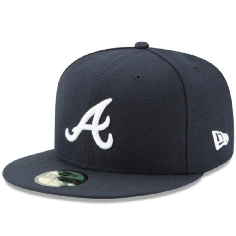 NEW Atlanta B_raves Navy Collection Road Men's Fitted Baseball Cap ...