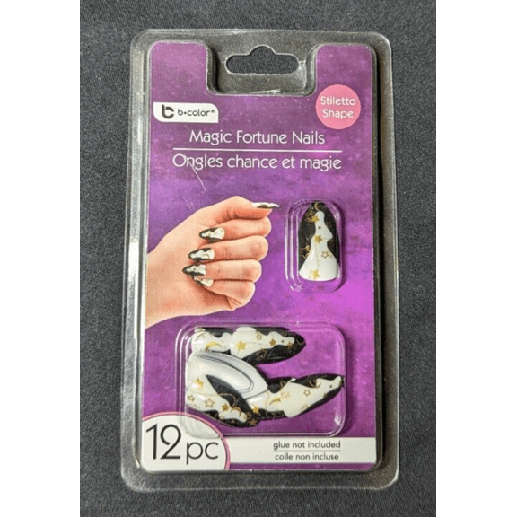 NEW BCOLOR MAGIC FORTUNE NAILS - STILETTO SHAPE - 12 PC - FREE SHIPPING