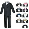 thumbnail image 1 of NEW BABY BOY KID TEEN 6 PC Extra Bow tie WEDDING FORMAL TUXEDO SUIT BLACK S-20, 1 of 6