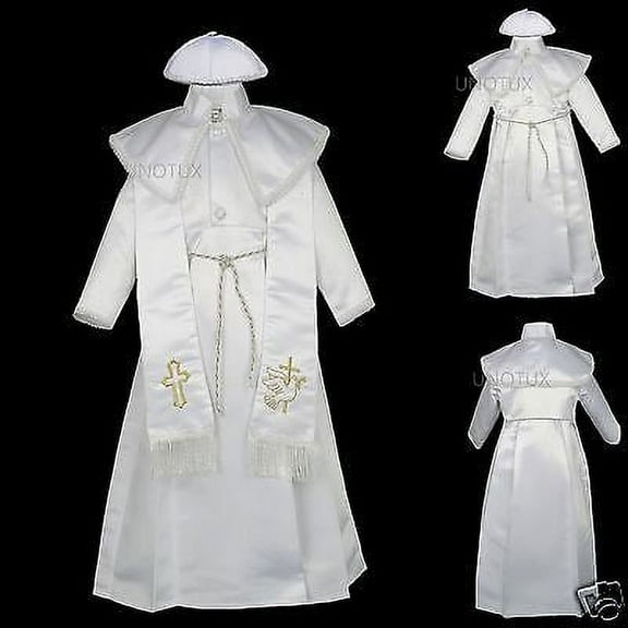 NEW BABY BOYs TODDLER CHRISTENING BAPTISM FORMAL GOWN GOLD NEW BORN TO 30 MONTHS