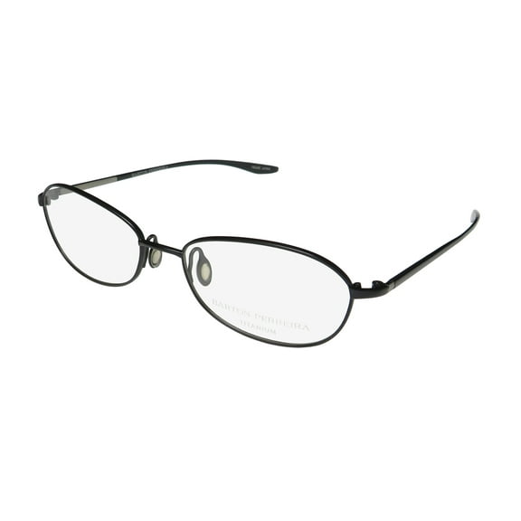 NEW BARTON PERREIRA HAZEL WOMENS/LADIES OVAL FULL-RIM TITANIUM BLACK SATIN / PEWTER TITANIUM VERY SLIM FRAME DEMO LENSES 53-16-133 EYEGLASSES/EYEWEAR