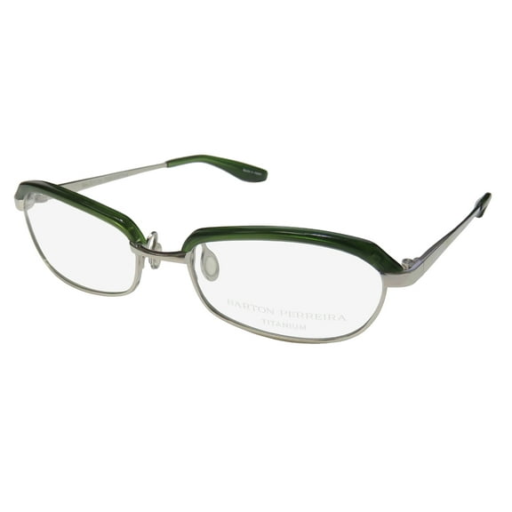 NEW BARTON PERREIRA MYRA WOMENS/LADIES CAT EYE FULL-RIM TITANIUM SILVER / GREEN CAT EYE TITANIUM CLASSY IN STYLE FRAME DEMO LENSES 51-17-135 EYEGLASSES/SPECTACLES