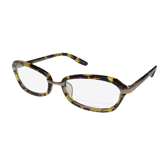 NEW BARTON PERREIRA ROSALIE WOMENS/LADIES DESIGNER FULL-RIM TITANIUM TORTOISE PATTERN / ANTIQUE GOLD TITANIUM MODERN SLEEK FRAME DEMO LENSES 50-16-127 EYEGLASSES/SPECTACLES