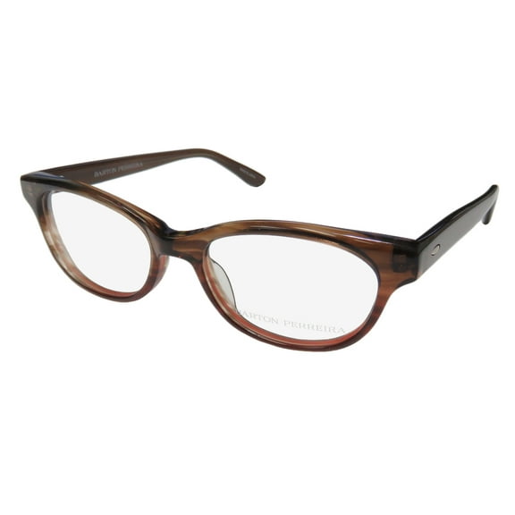 NEW BARTON PERREIRA SHERILYN WOMENS/LADIES DESIGNER FULL-RIM STRIPED BROWN / RED "SCHOOL TEACHER" SHAPE LOOK FRAME DEMO LENSES 49-17-140 EYEGLASSES/SPECTACLES