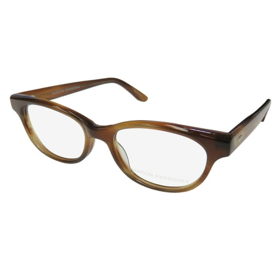 NEW BARTON PERREIRA SHERILYN WOMENS/LADIES DESIGNER FULL-RIM STRIPED BROWN "SCHOOL TEACHER" SHAPE LOOK FRAME DEMO LENSES 49-17-140 EYEGLASSES/GLASSES
