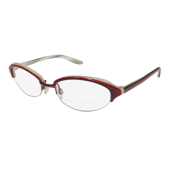 NEW BARTON PERREIRA SYLVIA WOMENS/LADIES DESIGNER HALF-RIM TITANIUM RED / RUBY GLAMOROUS HOT TITANIUM FRAME DEMO LENSES 49-18-135 EYEGLASSES/SPECTACLES