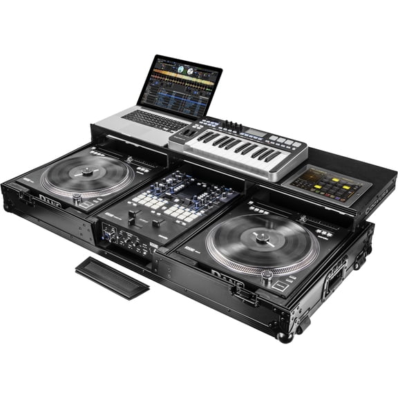 NEW BLACK LABEL REMIXER GLIDE STYLE SERIES RANE SEVENTY-TWO AND TWELVE SYSTEM DJ COFFIN WITH WHEELS